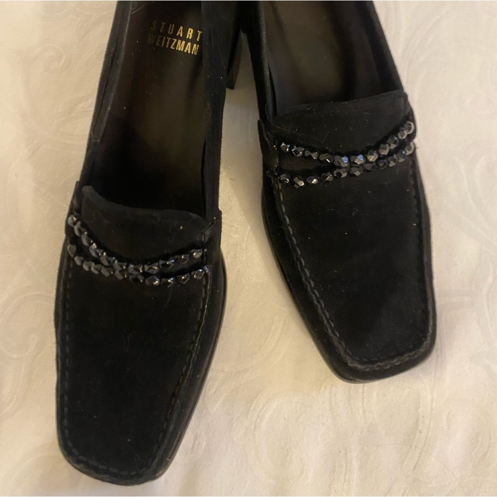 Stuart Weitzman black suede 1.5” heel. Preowned. Barely worn.
